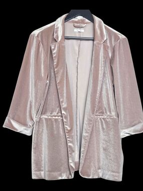 Maurices Rose Velvet Open-Front Blazer